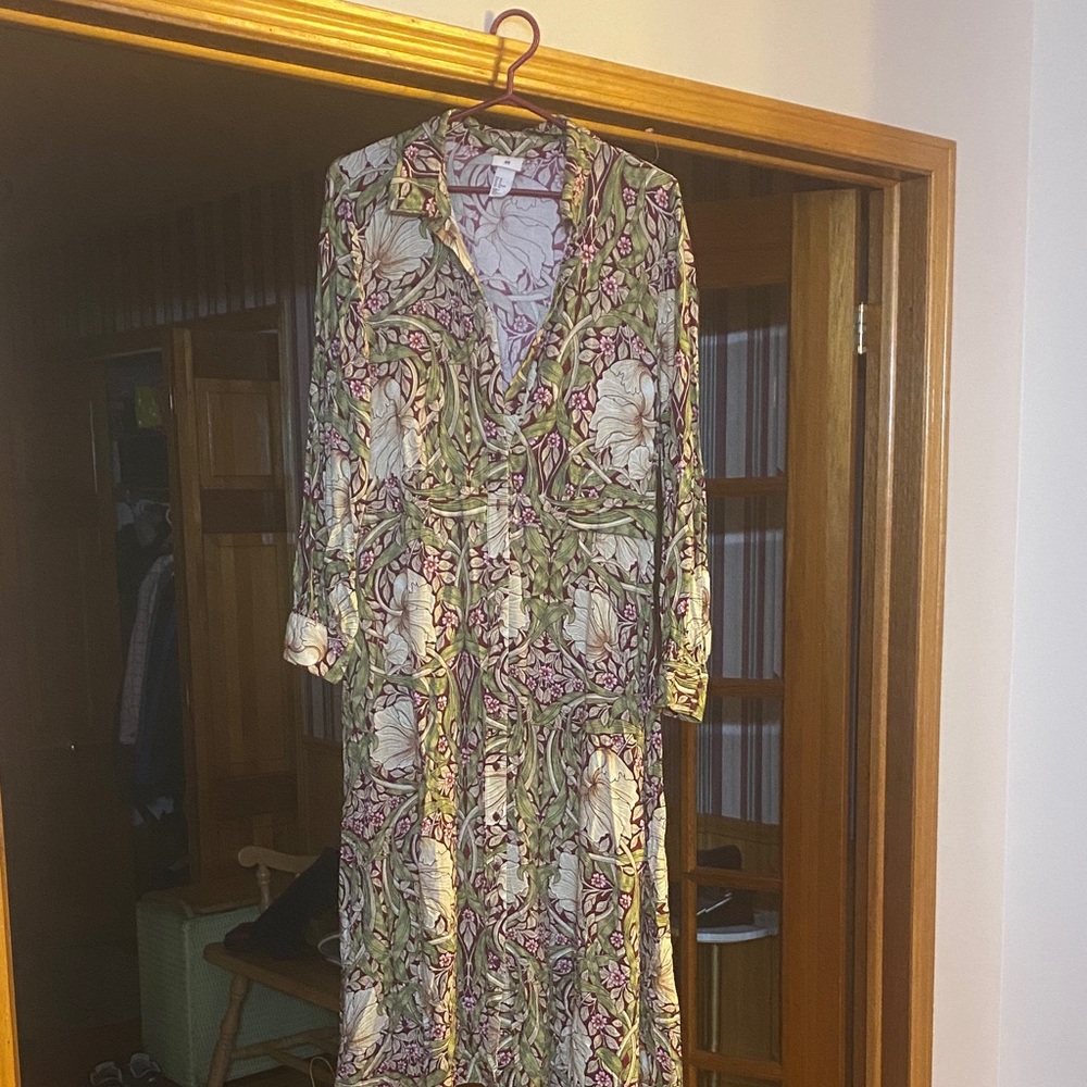H&M Floral Green and Pink Maxi Dress
